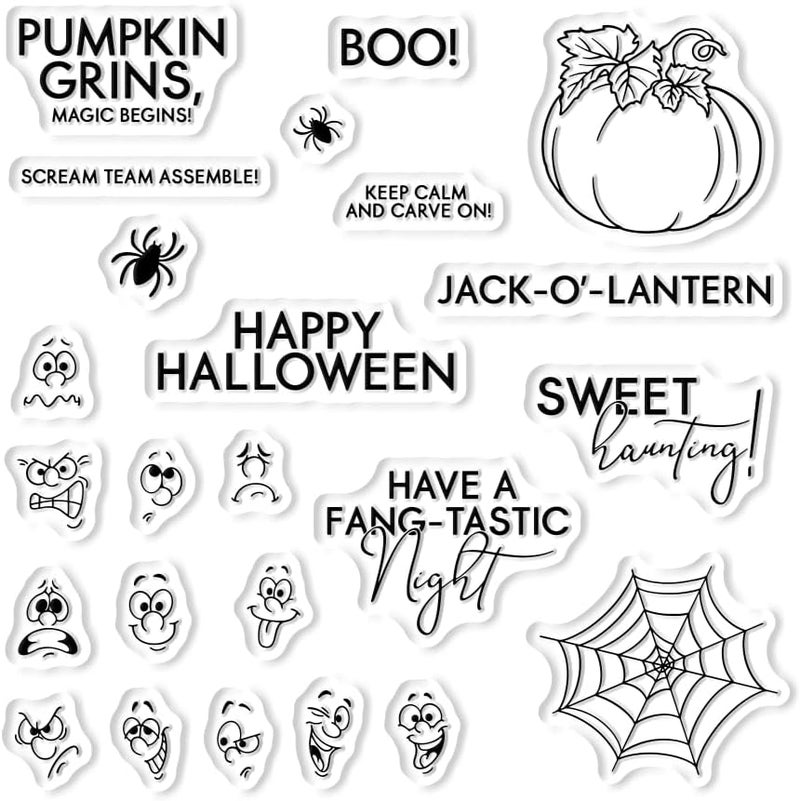 Yi Xuan Halloween Clear Silicone stampReusable Stamp with Pumpkins, Skulls, Bats, Santa Claus, and Holiday Designs. Used for Making Cards, scrapbooks, and DIY templates (Halloween Pumpkin) - Image 2